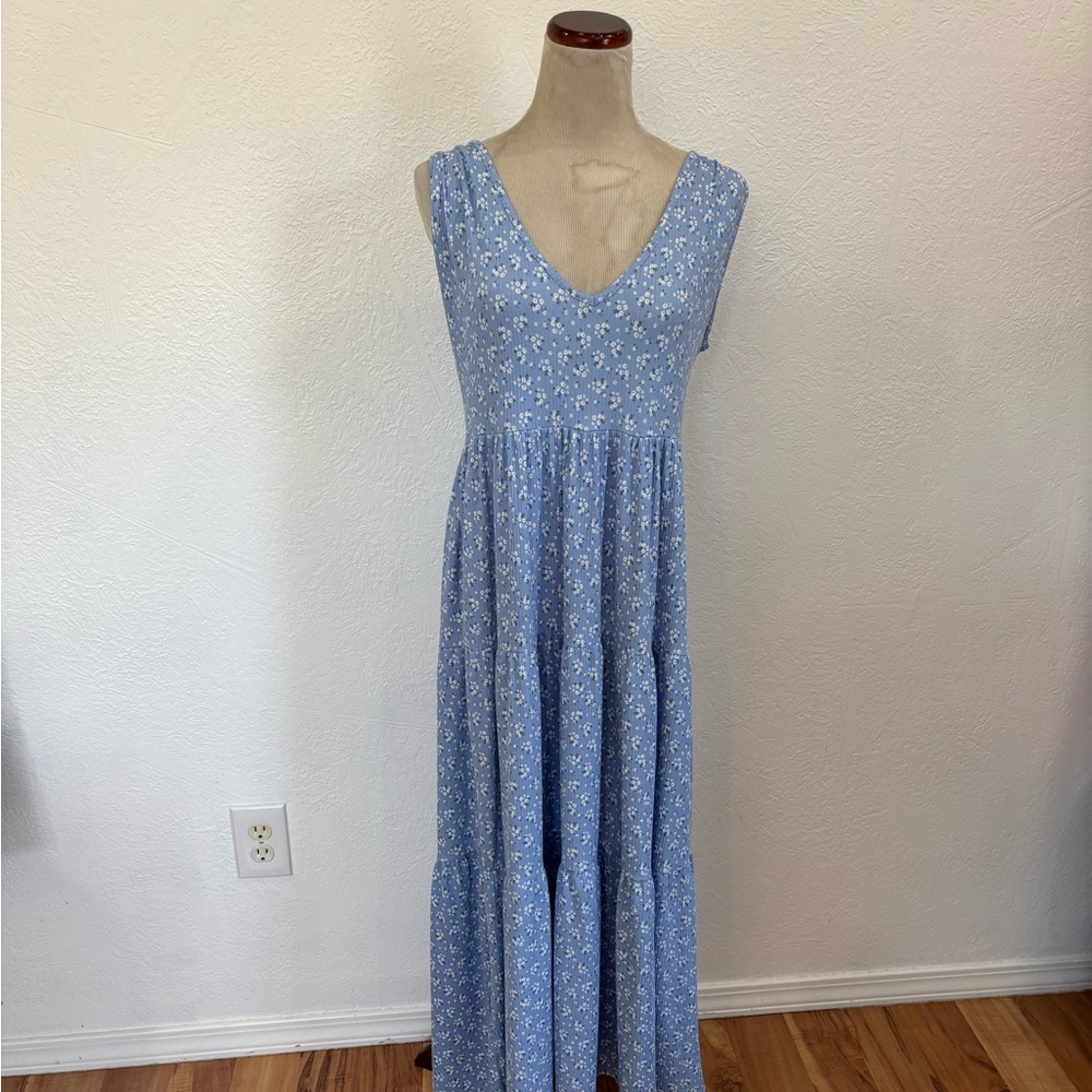 See You Monday Blue Floral Tiered Maxi Dress - Picture 7 of 7